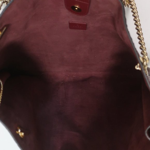 GUCCI RAJAH PYTHON MAXI TOTE BORDEAUX CHAIN STRAP SHOULDER BAG - Picture 12 of 15